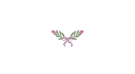 Tiny Lilac Floral Bow Machine Embroidery File design 3x3 inch hoop - 2.5 inch Monogram Frame
