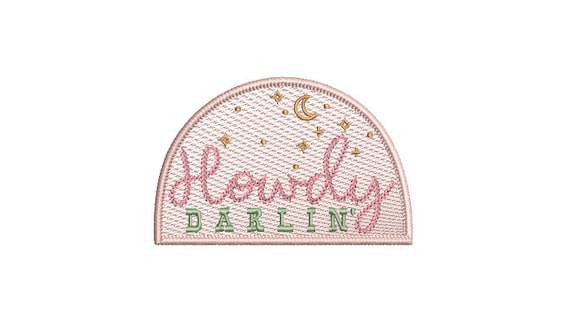 Howdy Darlin Machine Embroidery File design - 5x7 inch hoop - Western Embroidered Patch Design Download