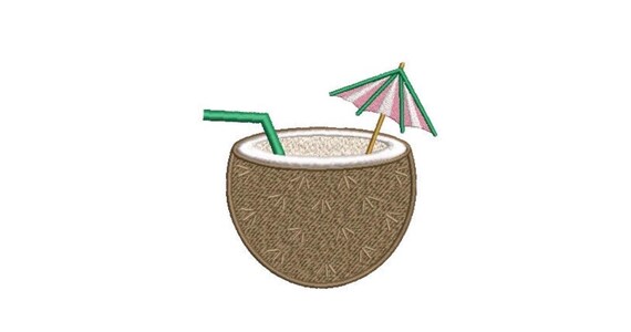 Cooconut Machine Embroidery File design - 4 x 4 inch hoop - Cocktail Embroidery Design