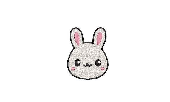 Kawaii Bunny Machine Embroidery File design- 5cm tall - 4x4 inch hoop - Rabbit Embroidery - Easter Design