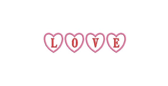 Love in Hearts Machine Embroidery File design  - 4x4 inch hoop - Valentines Embroidery Design