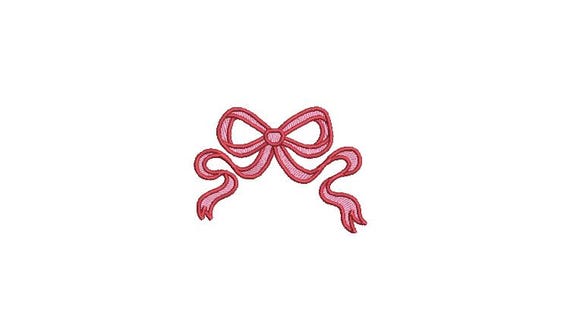 Bow Machine Embroidery File design - 3 x 3 inch hoop - Monogram Design - Pink Red Bow embroidery Design