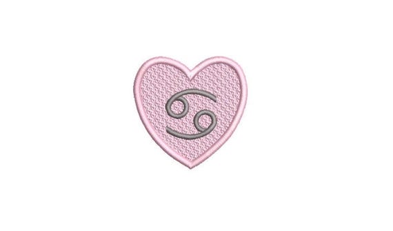 Cancer Heart Patch Zodiac Embroidery Design -  Machine Embroidery File designs - 4x4 inch hoop - instant download - Star Signs Embroidery