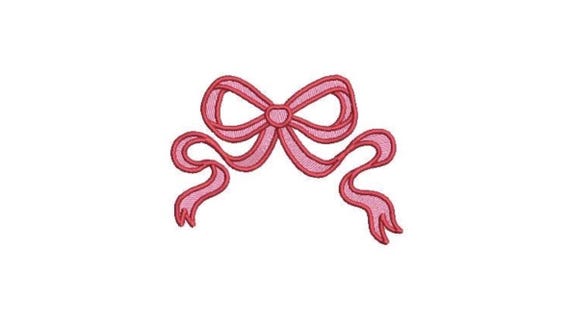 Bow Machine Embroidery File design - 4 x 4 inch hoop - Monogram Design - Pink Red Bow embroidery Design