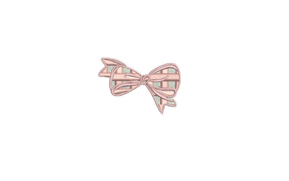 Mini Gingham Bow Machine Embroidery File design - 4 x 4 inch hoop - 6cm