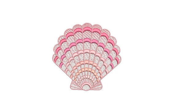 Pink Clam Shell Machine Embroidery File design  - 4x4 inch hoop - instant download - Seashell embroidery design