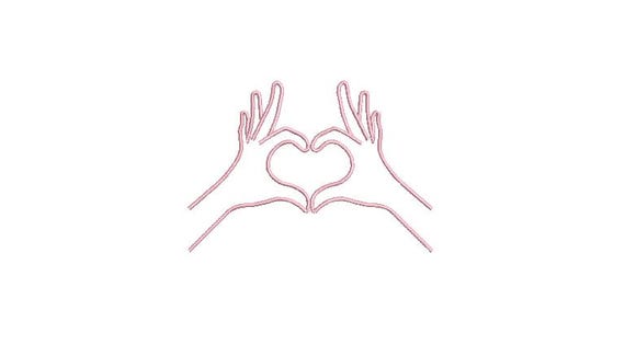 Heart Hands Embroidery Design - Love Machine Embroidery File design 4x4 inch hoop - HEART - instant download
