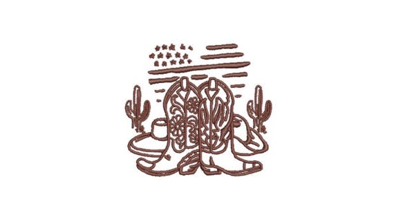 Western Cowboy Love Machine Embroidery File design - 4x4 inch hoop - Cowboy Boots Embroidery Download