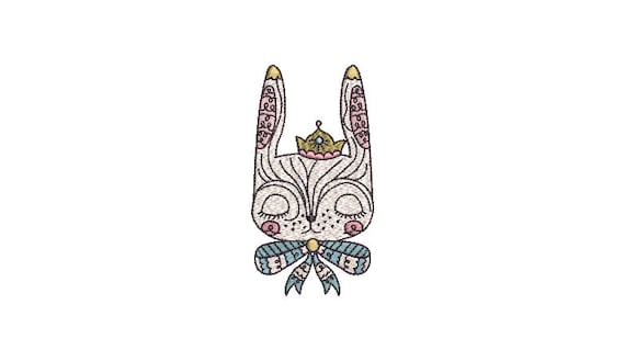 Machine Embroidery - Bunny Princess - Embroidery File design - 4x4 inch hoop - Rabbit Embroidery