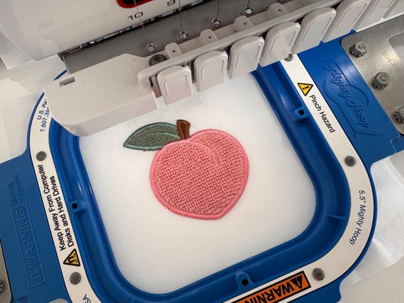 Peach Appliqué Machine Embroidery File design - 3 x 3 inch hoop - Peach Embroidery Instant Download