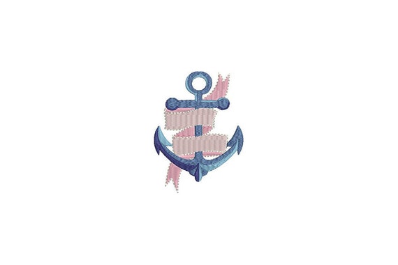 Small Anchor Banner Machine Embroidery File design 4x4 inch hoop - instant download