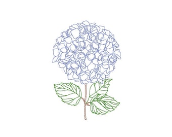 Hydrangea Embroidery - Flower Machine Embroidery File design - 5x7 inch hoop - instant download