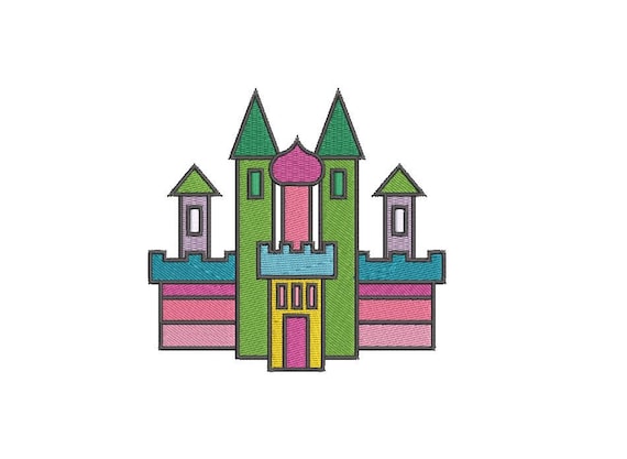 Rainbow Castle Embroidery - Machine Embroidery File design- 4 x 4 inch hoop - Instant Download