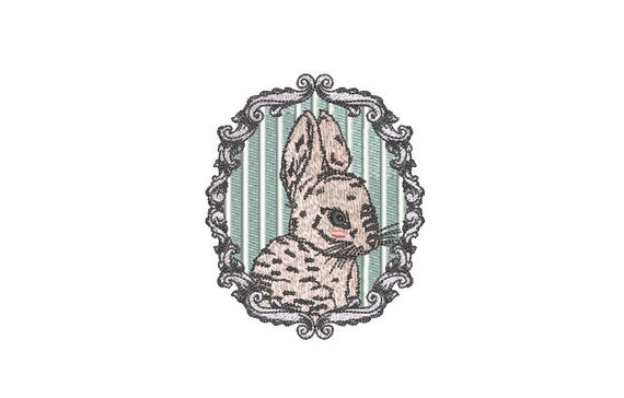 Vintage Bunny Frame Machine Embroidery File design - 4x4 inch hoop - Easter Embroidery Design