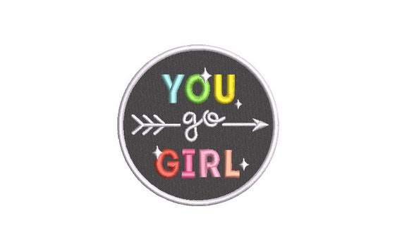 You Go Girl Rainbow Patch - Machine Embroidery File design - 4x4 inch hoop - Rainbow instant download