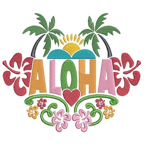 Aloha Design - Summer Embroidery- Palm Tree -  Machine Embroidery File design 5x7 inch hoop