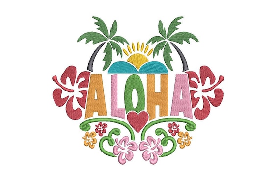 Aloha Design - Summer Embroidery- Palm Tree -  Machine Embroidery File design 5x7 inch hoop