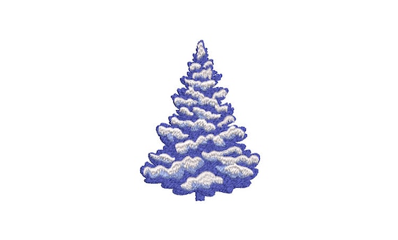 Blue Xmas Tree - Machine Embroidery File design - 4 x 4 inch hoop - Chinoiserie Christmas Tree Embroidery