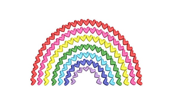 Heart Rainbow Machine Embroidery File design - 8x8 inch hoop - Instant Download