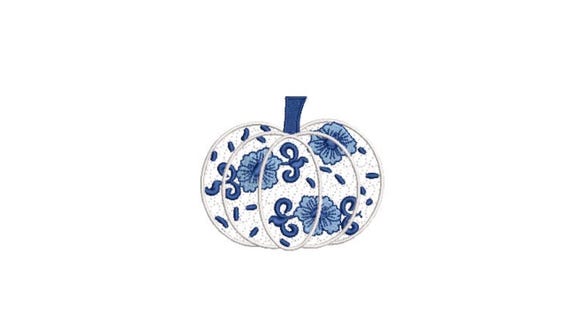 Chinoiserie Chic  Pumpkin Machine Embroidery design - 4x4 hoop - instant download - Thanksgiving Embroidery File