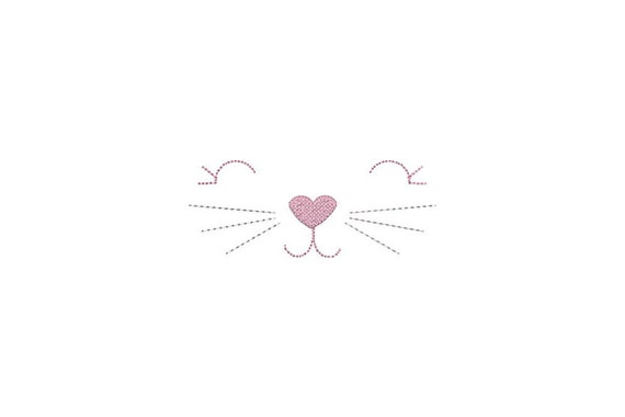 Easy In The Hoop Hand stitched Look Kitty Face Small Machine Embroidery File design 5x7 inch ITH instant download