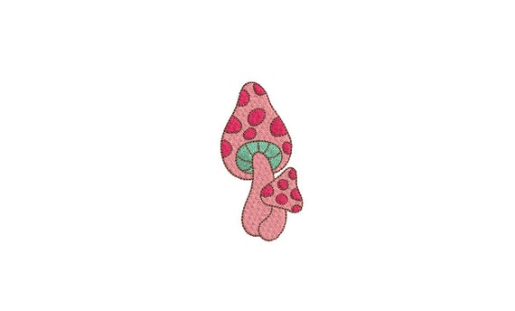 Pink Mushrooms Machine Embroidery File design  - 4 x 4 inch hoop - Woodland Mushrooms Embroidery Design - 3 inch design