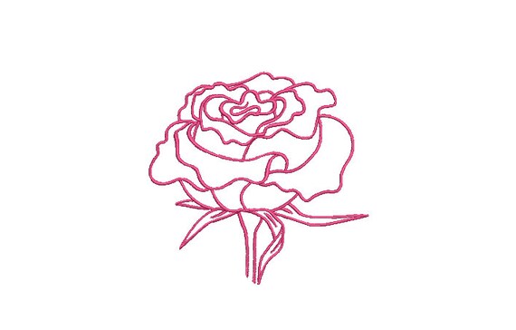 Satin Stitch Rose Outline Machine Embroidery File design - 4 x 4 inch hoop - Rose Head