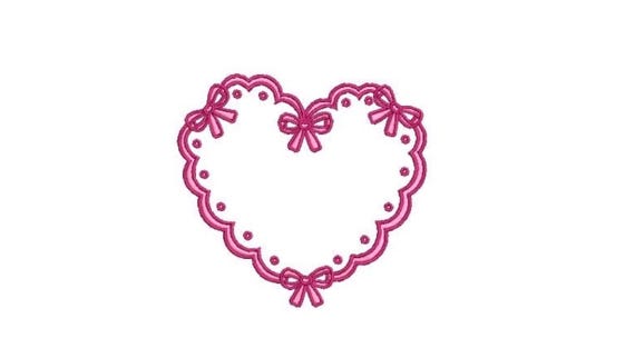 Valentine Bow Heart Monogram Frame - Machine Embroidery File design -  4x4 inch hoop - Girly Monogram Frame
