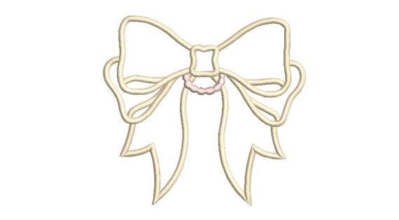 Applique Bow B Machine Embroidery File design 5x7 hoop - Ribbon Bow Applique Download