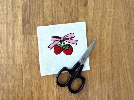 Mini Bow Strawberries Embroidery Design - Machine Embroidery Download - Strawberry Coquette Bow - 2 inches