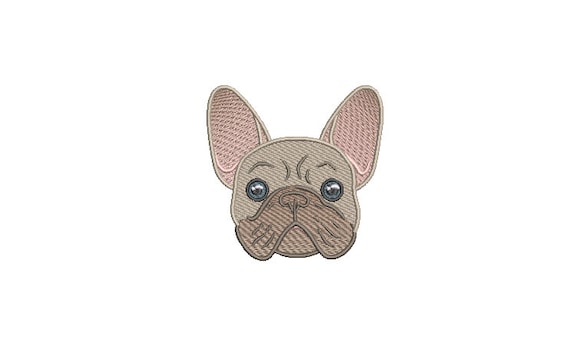 French Face Machine Embroidery File design - 4x4 inch hoop - French Bulldog Embroidery