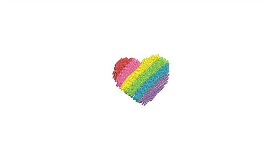 Rainbow Scribble Heart Machine Embroidery File design 4 x 4 inch hoop - 5cm mini