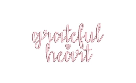 Grateful Heart - Machine Embroidery File design - 5x7 hoop - Instant download - Heart embroidery design