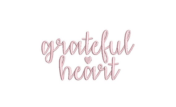 Grateful Heart - Machine Embroidery File design - 5x7 hoop - Instant download - Heart embroidery design