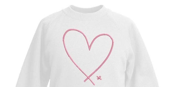 Big Heart Outline Machine Embroidery File design  - 8 x 8 inch hoop - Heart and Kisses Embroidery Design