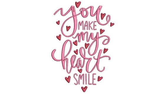 You Make My Heart Smile - Machine Embroidery File design - 5x7 In the hoop - Wedding Embroidery Design - Fairytale Embroidery File
