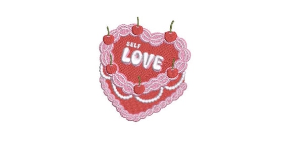 Heart Cake Machine Embroidery File design - 4x4 inch hoop - Cake Embroidery - Self Love Design