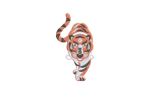 Flower Tiger Machine Embroidery File design - 4x4 inch hoop - instant download - Chinoiserie Embroidery Design