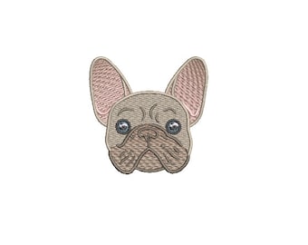 Frenchie Face Machine Embroidery File design - 3x3 inch hoop - French Bulldog Embroidery - Mini Machine embroidery