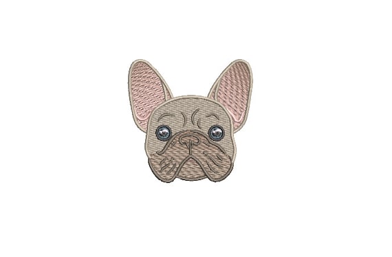 Frenchie Face Machine Embroidery File design - 3x3 inch hoop - French Bulldog Embroidery - Mini Machine embroidery