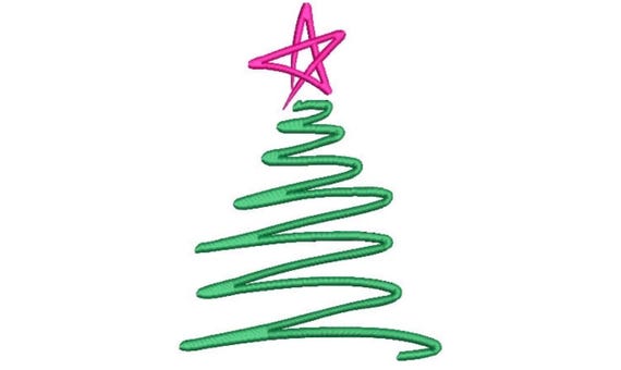 Scribble Xmas Tree Embroidery - Machine Embroidery File design  - 5x7 inch hoop - Christmas Embroidery