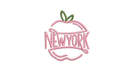 NEW YORK Apple Embroidery - Machine Embroidery File design - 4 x 4 inch hoop - Apple embroidery design