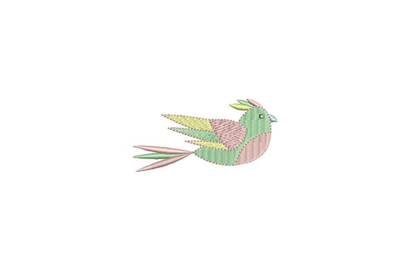 Pastel Bird Machine Embroidery File design 4x4 inch hoop Patch - instant download