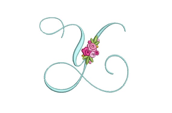 Pretty Rose Script LETTER Y  Machine Embroidery File design - 5 x 7 inch hoop - Monogram design