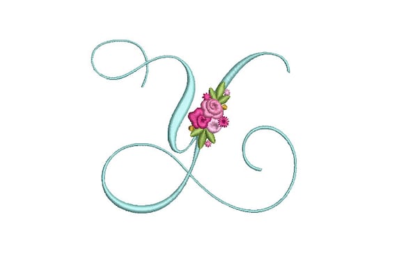 Pretty Rose Script LETTER Y  Machine Embroidery File design - 5 x 7 inch hoop - Monogram design