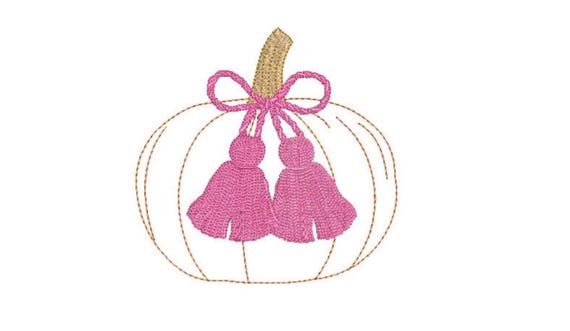 Chinoiserie Chic Tassels - Pumpkin Machine Embroidery File design - 5x7 hoop - instant download