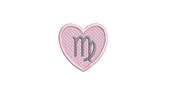 Virgo Heart Patch Zodiac Embroidery Design -  Machine Embroidery File designs - 4x4 inch hoop - instant download - Star Signs Embroidery