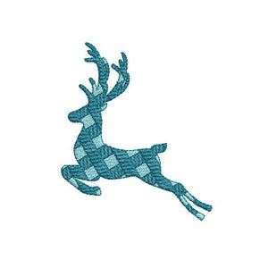Plaid Deer Embroidery - Machine Embroidery File design - 4x4 inch hoop - Fawn Embroidery Design