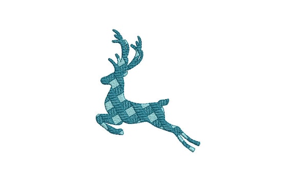 Plaid Deer Embroidery - Machine Embroidery File design - 4x4 inch hoop - Fawn Embroidery Design