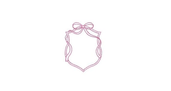 Bow Monogram Frame - Machine Embroidery File design - 3x3 inch hoop - Bow Emblem Three